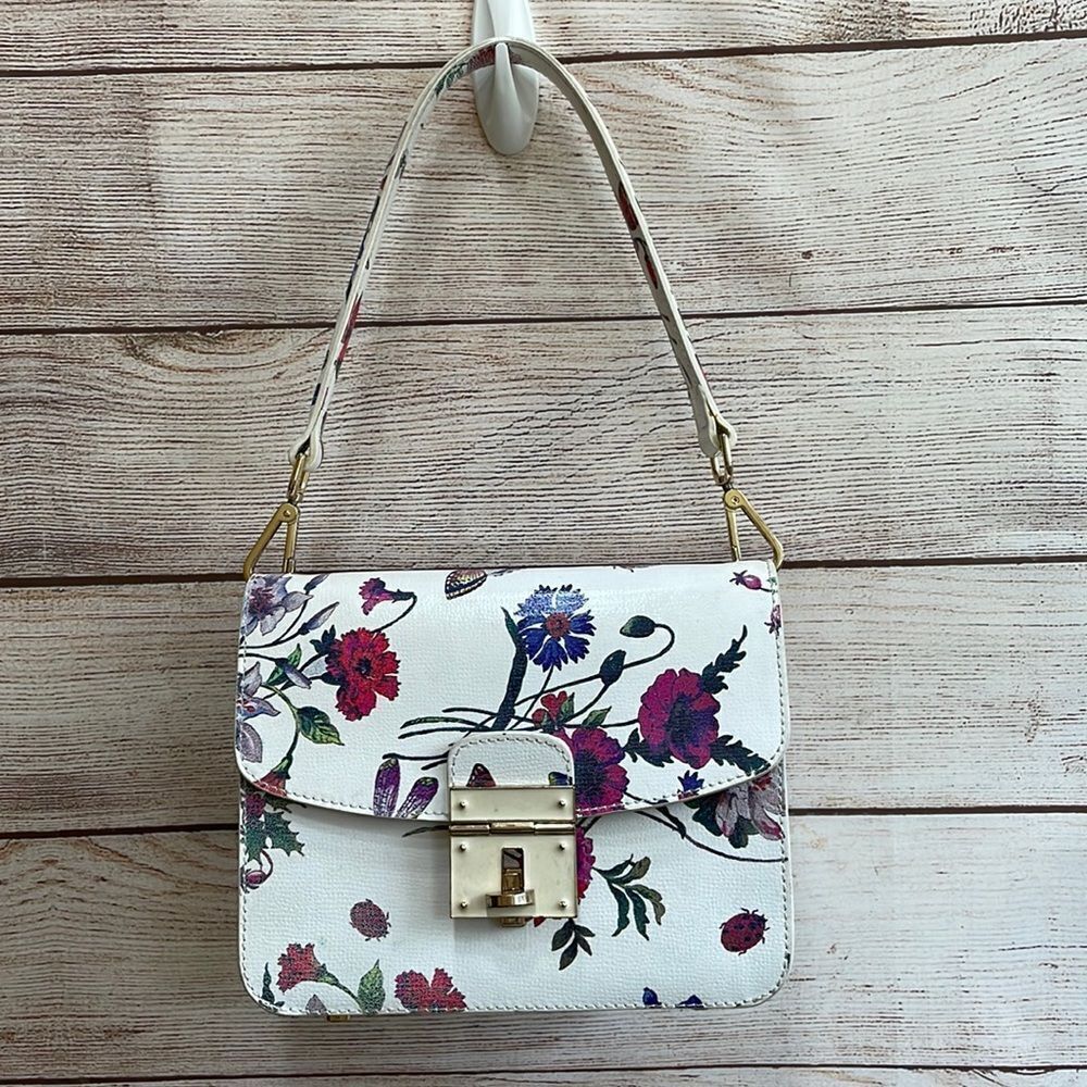 PRIMA VERA FLORAL BAG IN GENUINE LEATHER. MADE IN ITALY‎